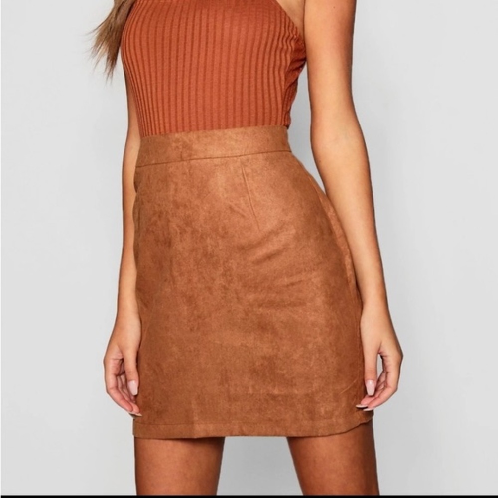 Boohoo Tan Mini Skirt